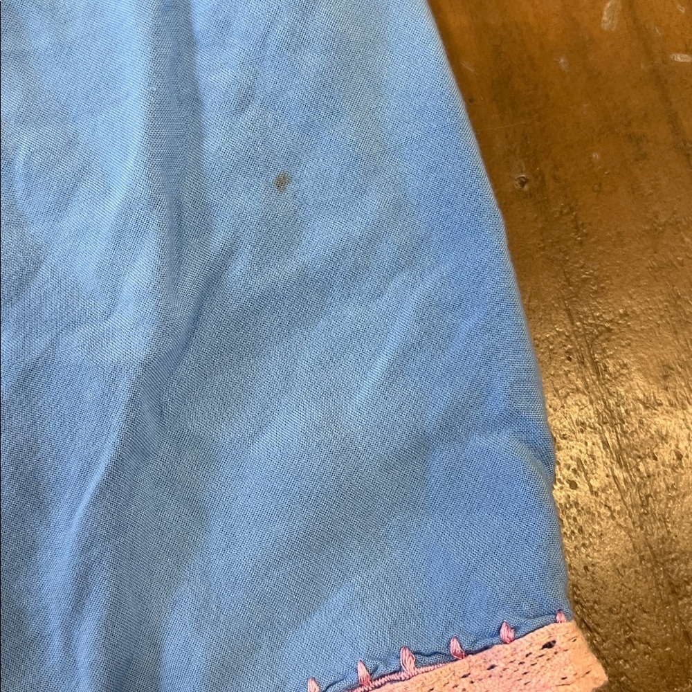 Bela & nuni pink floral embroidered flutter sleeve blue dress 3T - Picture 5 of 5